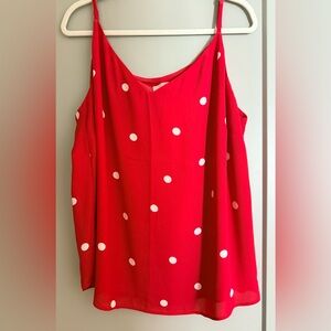 LOFT Plus Bright Red V-Neck Blouse